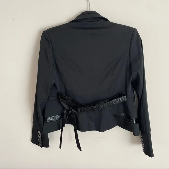 NWT Roxy black belted blazer with faux  leather trims & sharp lapels S - Picture 5 of 6